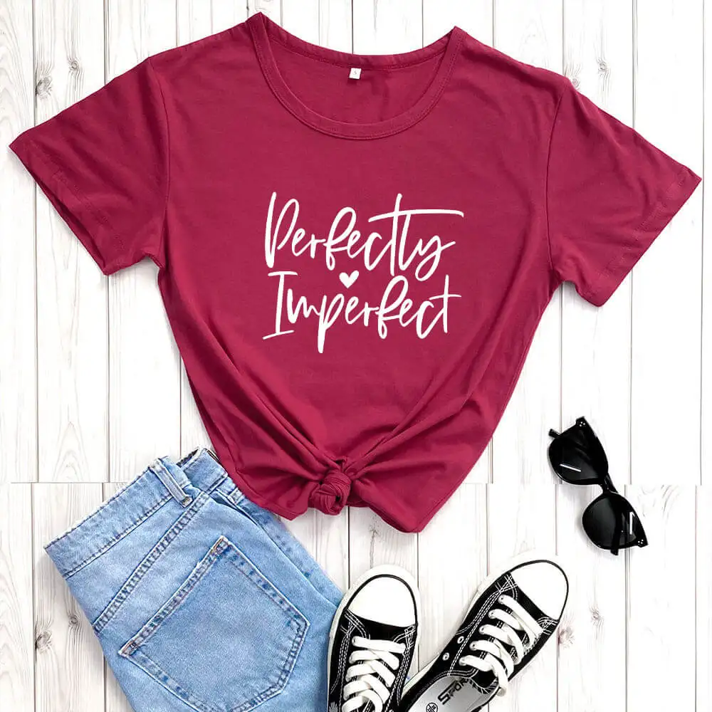 

Perfectly Imperfect Christian Shirt New Arrival Casual 100%Cotton Funny T Shirt Blessed Mama Shirt Gift for Mom