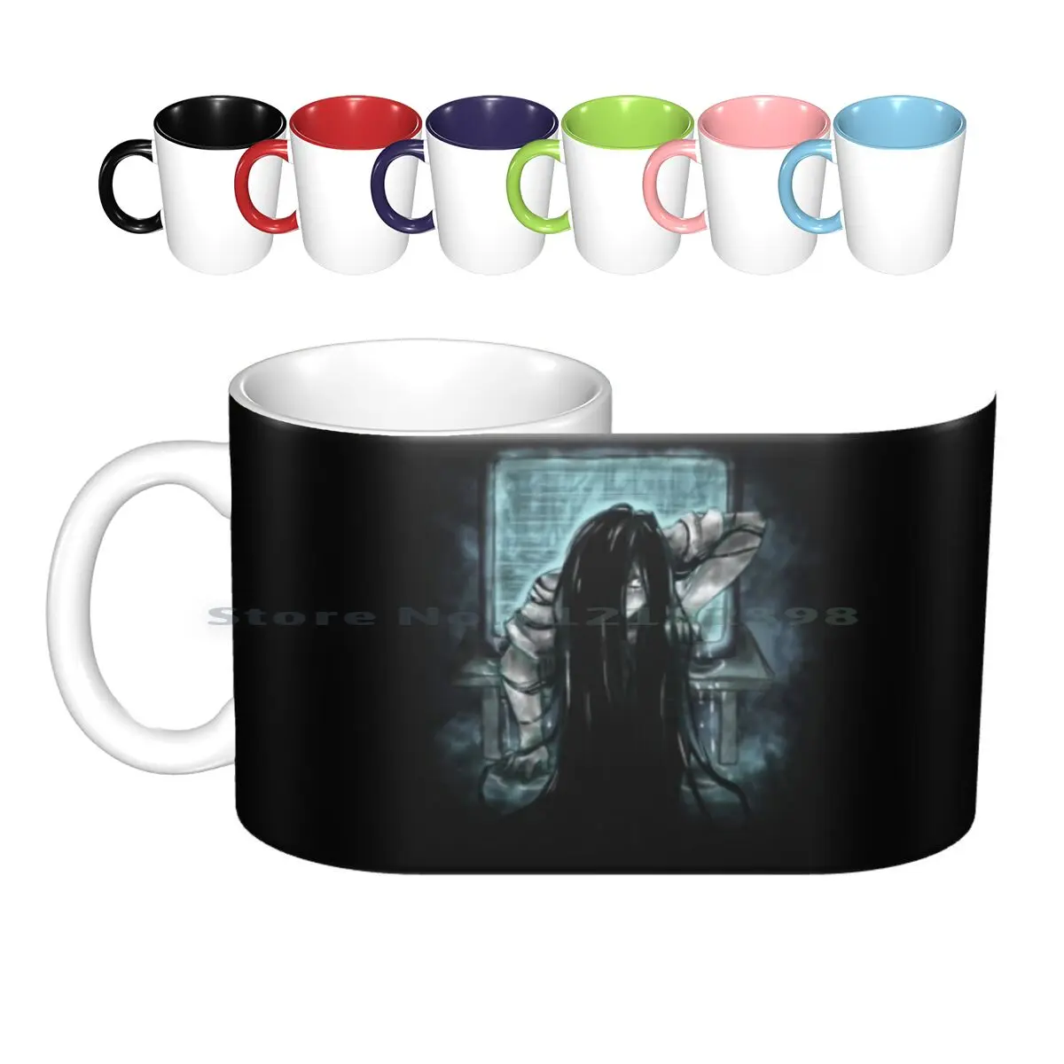 Samara , The Ring Ceramic Mugs Coffee Cups Milk Tea Mug The Ring Ring Ringu Samara Sadako Horror Creepy Scary Halloween Terror