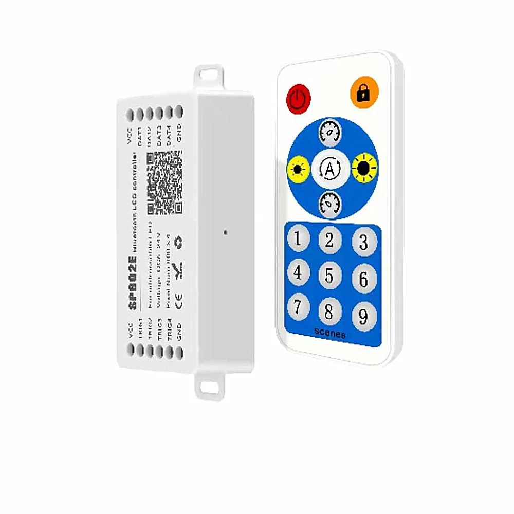 WS2812B Bluetooth APP Music Controller with Remote SP608E 8 CH SP602E 4 CH WS2811 WS2815 LED Light Strip IOS Android App 5V-24V
