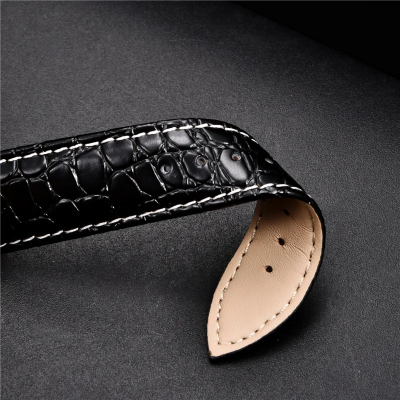 Crocodile Skin Design Calfskin Strap Stone Pattern Leather Watchbands Replacement Business Straps 16 18 20 22 24mm Watch Band