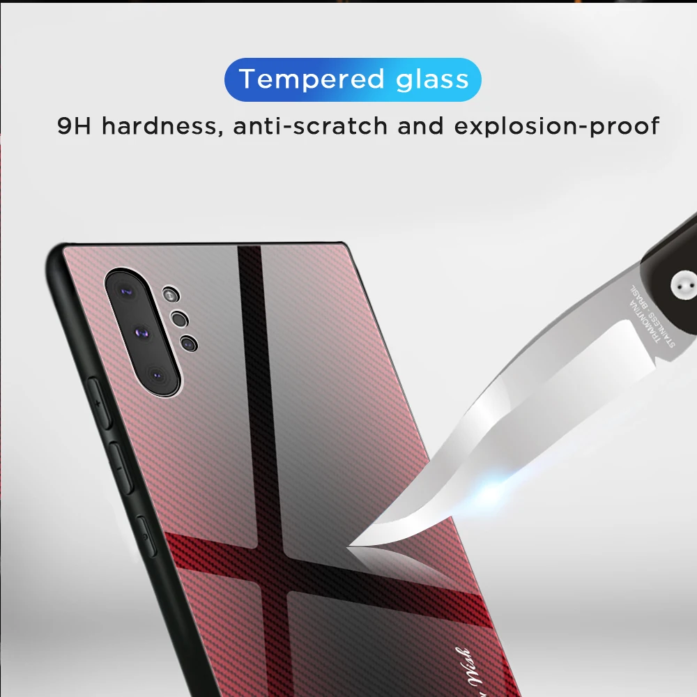 For Samsung Galaxy 10 Case Luxury Hard Tempered glass Gradient protective back cover case for samsung note 10 plus note10 pro