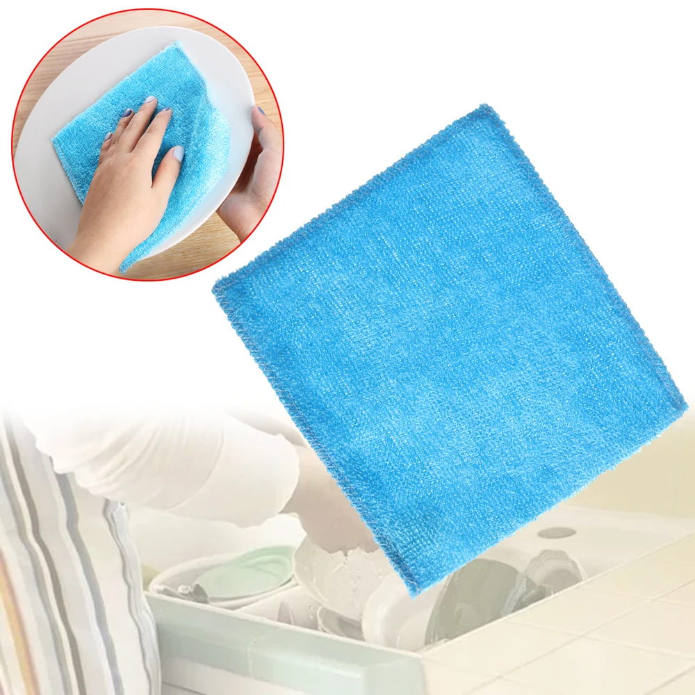 5Pcs Anti-grease Dish Cloth Bamboo Fiber Washing Towel Soft Scouring Pad Tableware Household Kitchen Gadgets Magic Cleaning Rags