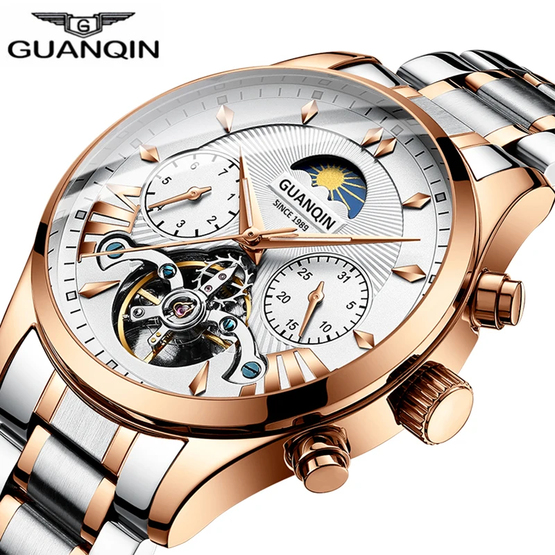 GUANQIN Casual Sport Watches Automatic Mechanical Men Watch Top Brand Luxury Waterproof Man Clock Fashion Chronograph Wristwatch