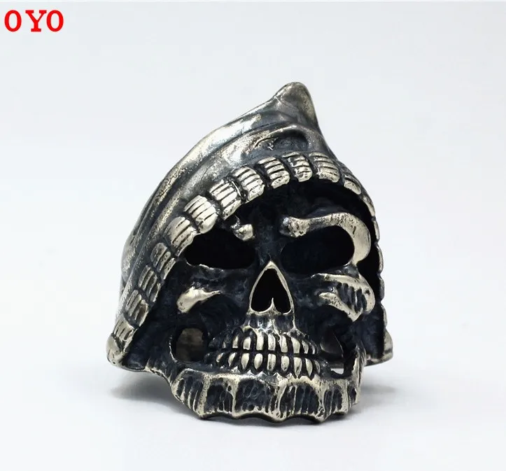 

100%925 sterling silver Thai silver domineering punk personality retro old fashion men's index finger ring death skull ring