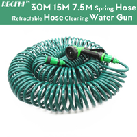 30M 15M 7.5M Expandable Coil Hose Cleaning Water Gun Retractable Hose Connector Garden Wash Sprayer Sprinkle Watering Irrigation