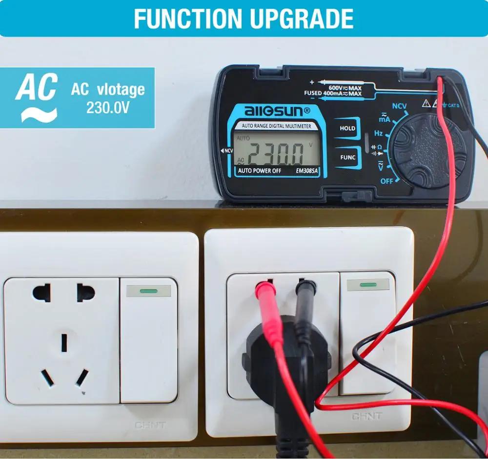 all-sun EM3085A Mini Auto Range Digital Multimeter AC DC Ammeter Voltmeter Ohm NCV Capacity Frequency Portable Pocket Meter