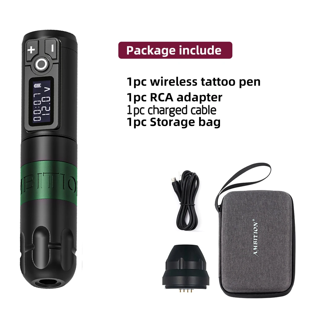 Ambitie Soldaat Draadloze Tattoo Machine Roterende Batterij Pen 2400mAh LED Digitaal Display Voor Body Art Met Draagbare Power Pack