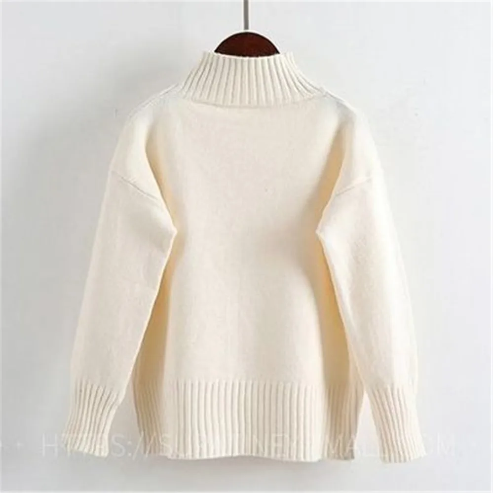 Fashion Cashmere Turtleneck Sweater Women 2024 Autumn Winter Pullover Jumper Pull Femme Streetwear Casual Knitted Sweater PZ3455