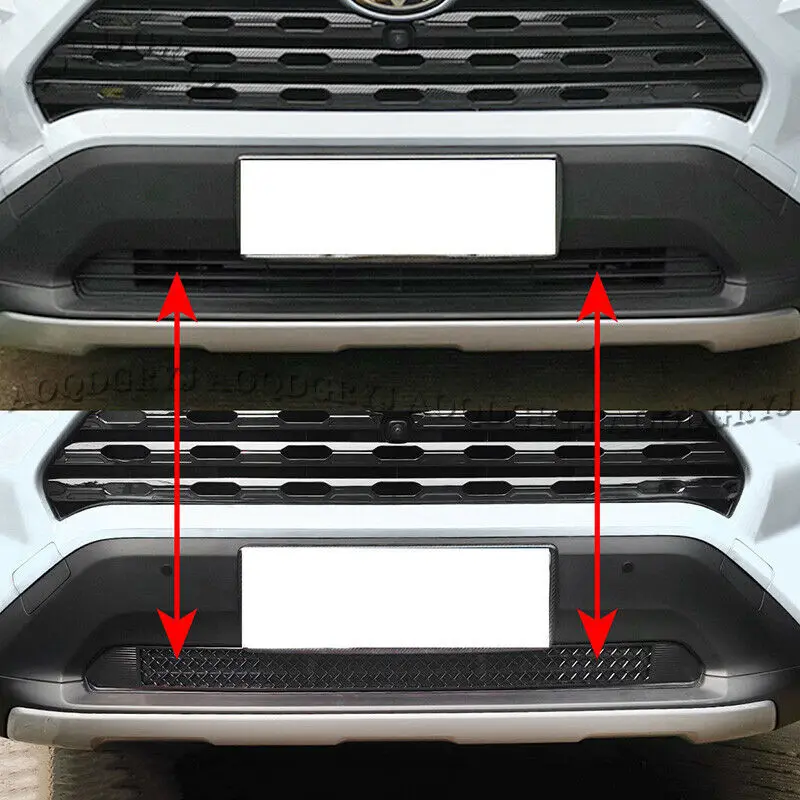 For Toyota RAV4 2019-2020 Black Stainless Front Grille Lower Part Insect-Proof Net Moulding Cover Trim Car Styling Accessories