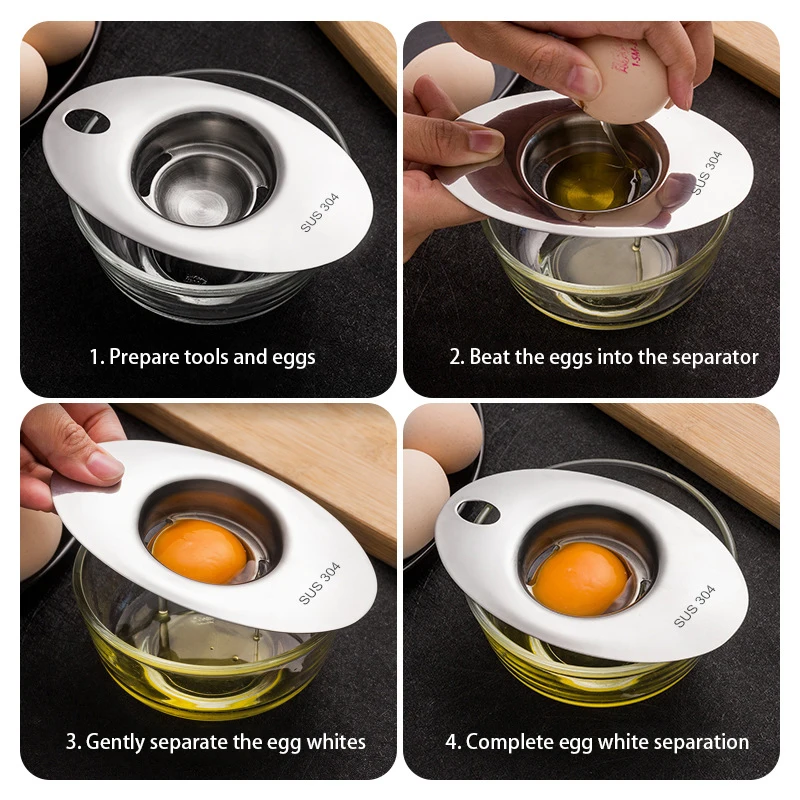 Ferramentas Separadoras de Aço Inoxidável Egg White, Egg Yolk Filter Gadgets, Separando Funil, Egg Divisor, Acessórios de cozinha