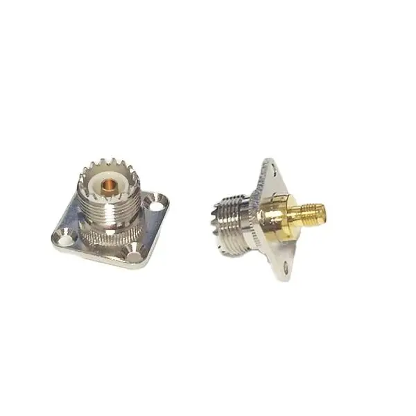 1pc NEW  UHF Female Jack  to SMA  Female Jack  RF Coax Adapter Convertor   4-hole Panel Mount  Goldplated  Wholesale