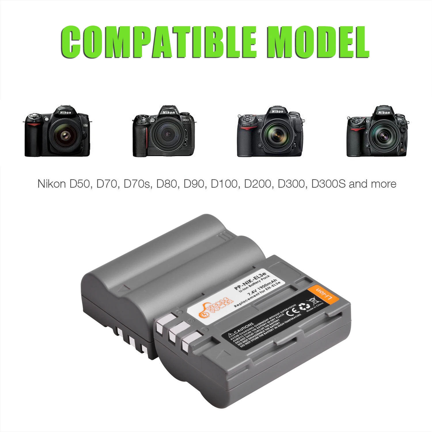 2Pcs 1900MAh EN-EL3E EN EL3e EN-EL3 Pin Với Hộp Lưu Trữ Miễn Phí Cho Nikon D300S D300 D100 D200 D700 d70S D80 D90 D50 L50