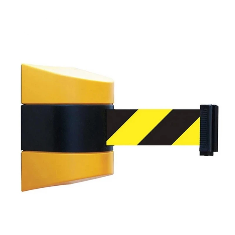 3M 5M 7M 10M Belt Length Wall Mounted Retractable Belt Barrier With Yellow / Black Striped Caution Belt for Separated Region