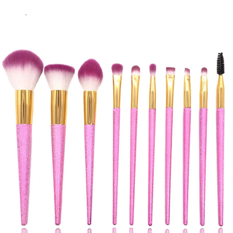 10 makeup brushes red frosted handle beauty tools full 3D cherry blossom powder dazzle color set unicorn in stock