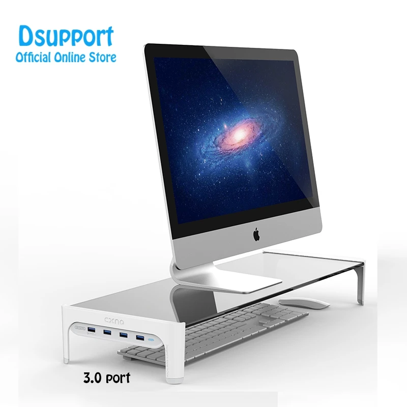 Desktop Monitor Notebook Laptop Stand Space Bar Non-slip Desk Riser with 4ports USB 3.0 Hub Data Transmission and Fast Charger