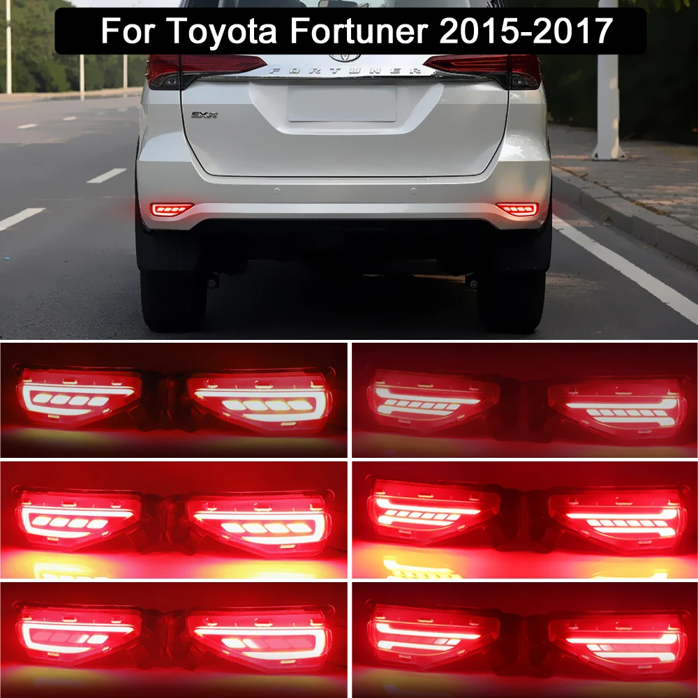 

3-in-1 LED Rear Bumper Reflector Warning Light Tail Brake Stop Lights Turn Signal Light For Toyota Fortuner 2015 2016 2017