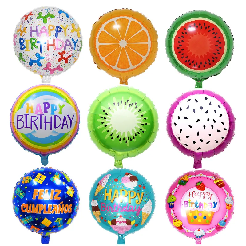 18 inch round fruit aluminum foil balloon children cartoon toy balloon birthday party party holiday kindergarten layout