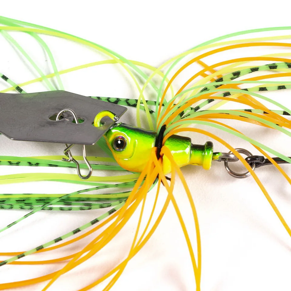 1 stücke Angeln Lockt 100mm 11g Klinge Metall Köder Mit Gummi Rock Künstliche Wobbler Buzzbait Jigging Locken spinner Löffel Für Hecht – Detail 8
