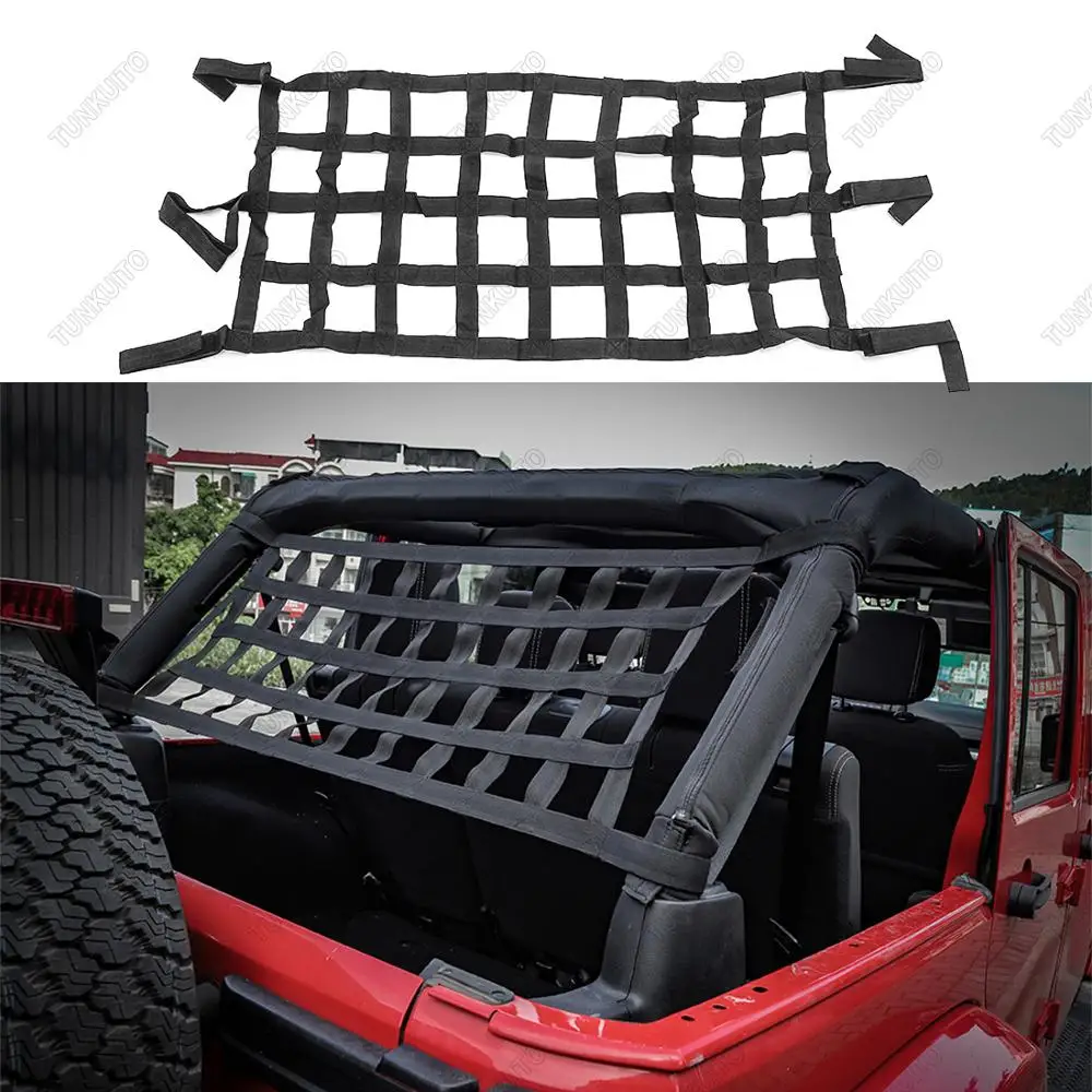 

1 PCS Mesh Cargo Net, Auto Roof Net Hammock for W rangler YJ TJ JK JKU JL JLU 1987-2018 Fits Jee p Cargo Net for JK TJ1997