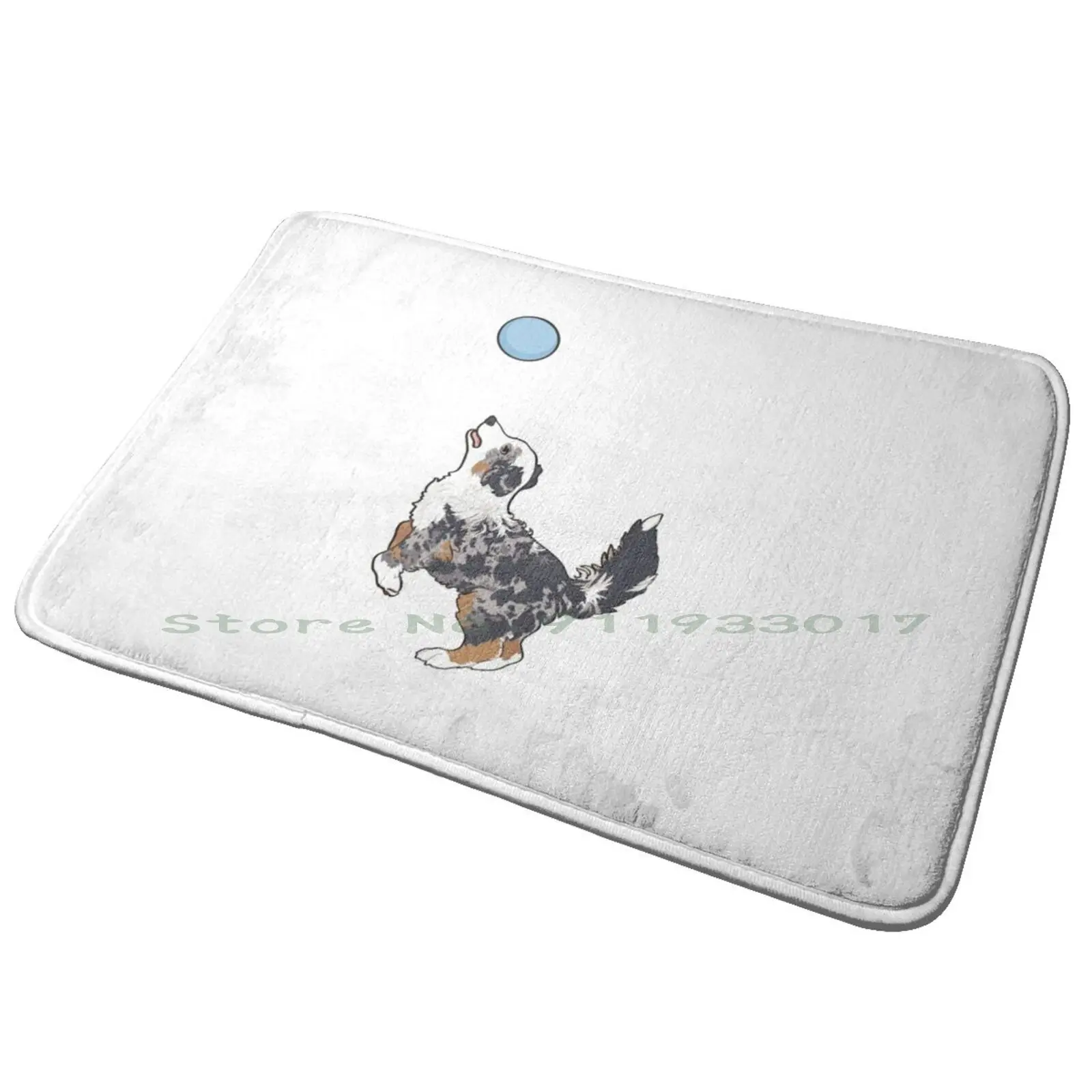 Blue Merle Aussie Dog Playing / Blue Merle Australian Shepherd Entrance Door Mat Bath Mat Rug Ivy Fox Ivyfox1 Wiggle Butt Doggo