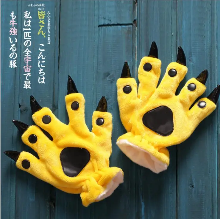 

Animal Gloves Cartoon Dinosaur Bear paws gloves Winter Windproof Warm Funny Cute Fluffy Halloween Party Women Men gloves