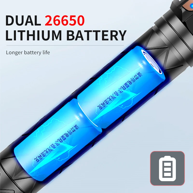 10000mAH Super Bright XHP199 LED Flashlight Mechanical Zoom USB Rechargeable High Powerful Torch Waterproof 28650 Tactical Flash