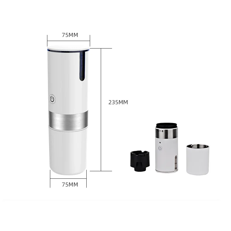 Molinillo de granos de café portátil de viaje con carga USB, Cafetera de cápsula de café de acero inoxidable, olla de goteo