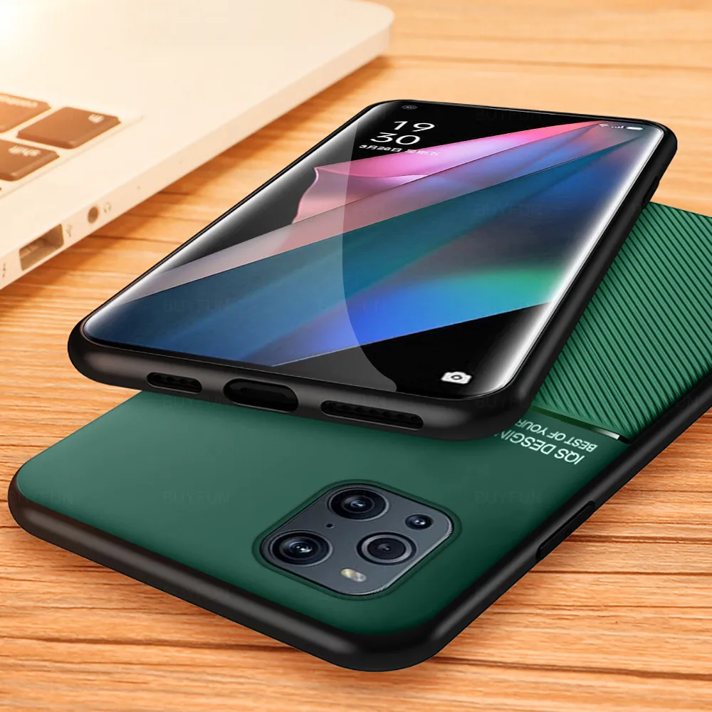 For Oppo FindX3 Pro Leather Texture Car Magnetic Holder Case For Oppo Find X 3 X3 Pro X3Pro Soft Silicone Shockproof Coque Cover