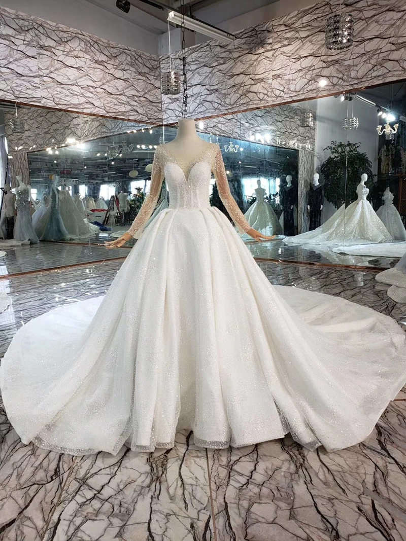 

Perspective Crystal Decorated Top Buckle Back Wedding Dresses 2025 Long Sleeves Ball-Gowns vestidos de novia Bridal Gowns