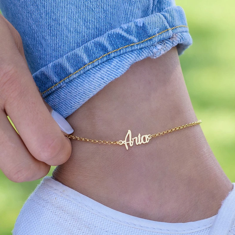 

Custom Nameplate Ankle Bracelet Femme Personalized Name Anklet Stainless Steel Leg Chain Daily Wearing Foot Jewelry