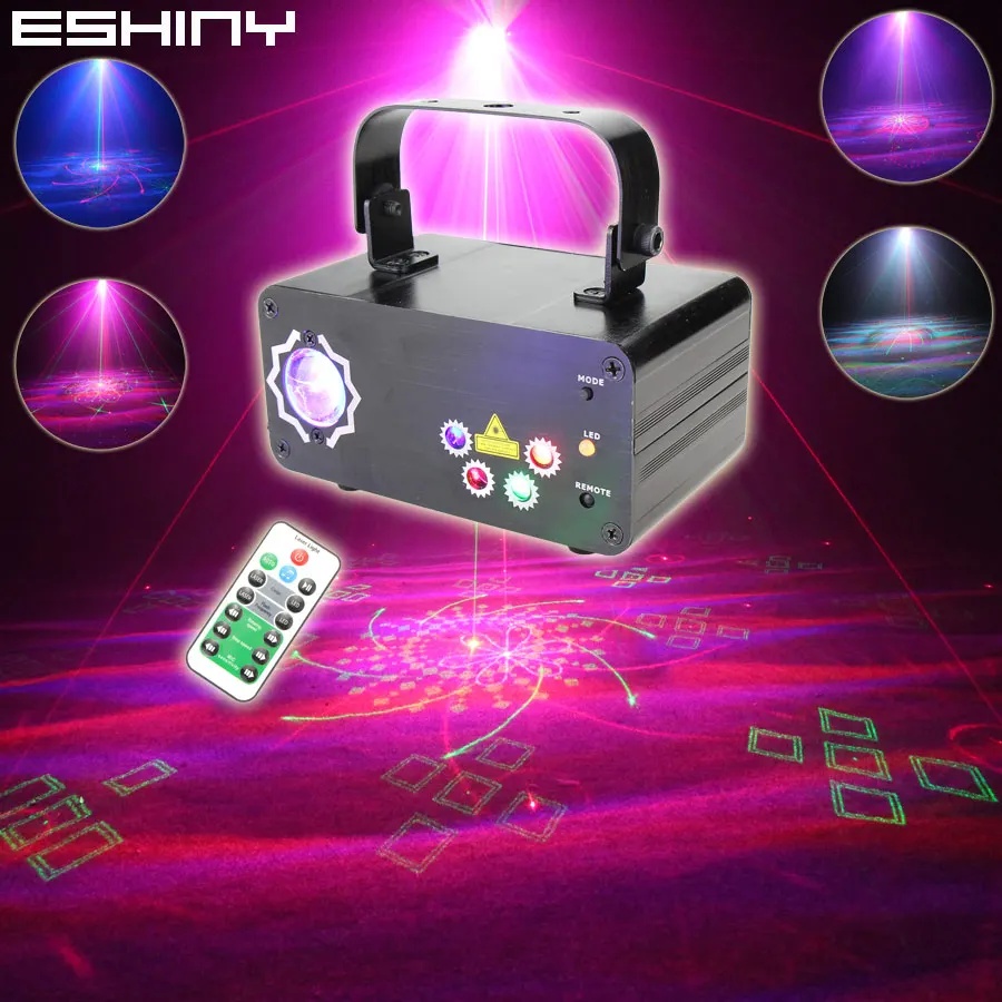 ESHINY Remote R&G 5 Lens Laser 128 Patterns Projector RGB Led Dream Sky Party Bar DJ Holiday Disco Dance Effect Light T252N8