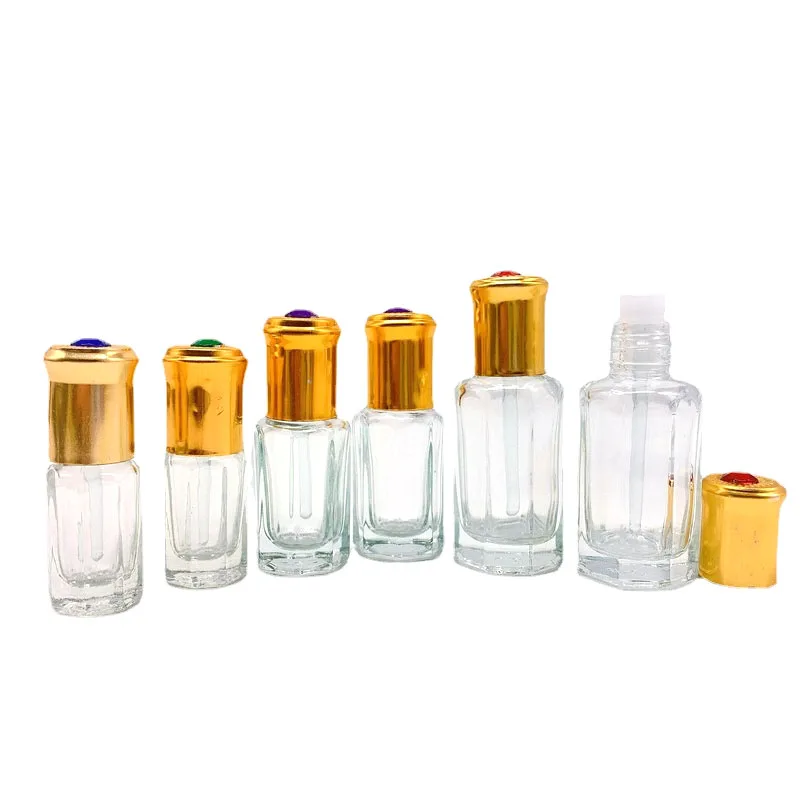 

3ml 6ml 9ml Attar Glass Perfume Tester Bottles For Arabian Oud Oil With Golden Aluminum Cap 20pcs/Lot P336