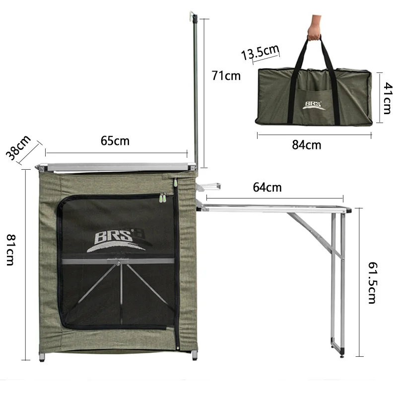 Portable Camp Kitchen Station Outdoor Folding Cooking Table With Storage Bag Lamp Holder Camp Gear Mobile Kitchen Table