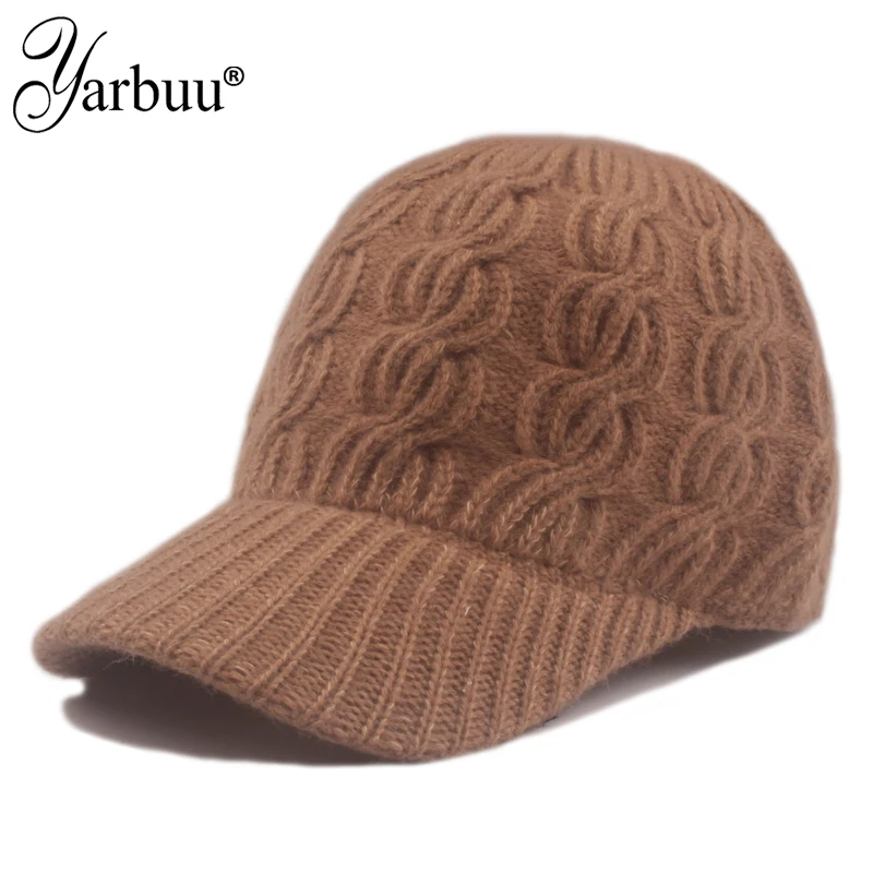 [YARBUU] 2021 New High Quality Knitted Wool Baseball Cap In Autumn And Winter Women's Outdoor Warm Fashionable Cap Solid Color