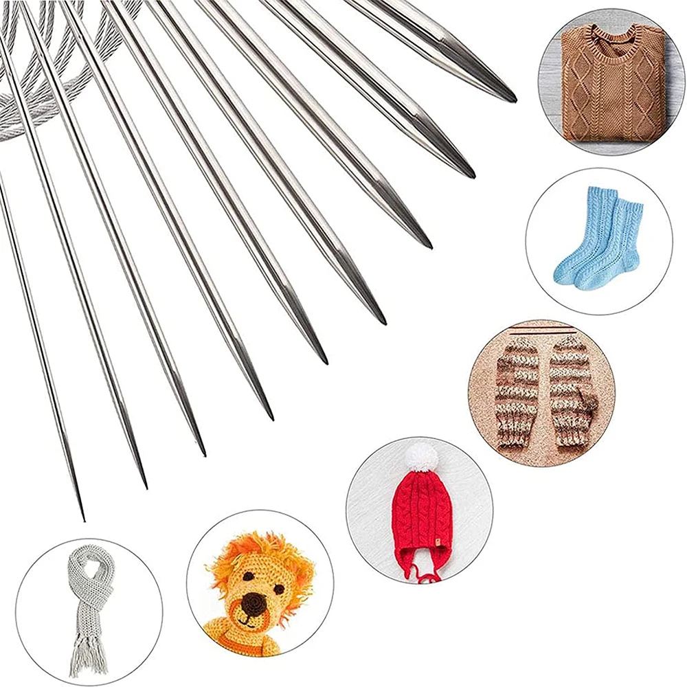 11PCS Circular Knitting Needles 80cm Stainless Steel Circular Needles Crochet Hook Sets & Sewing Accessories for Knitting Tools