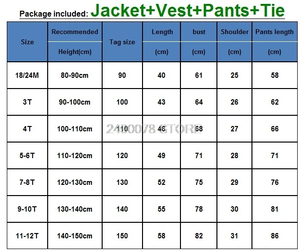 Vest + Blazer + Pants +Tie 4pcs Kids Boys Formal Wedding Suit Gentleman Tuxedo Dress Children Party Costume Clothing 2-12T