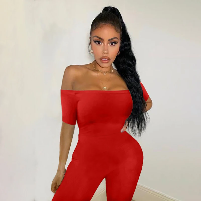 

Wantmove Sexy Womens Jumpsuits 2021 New Summer One Neck Short Sleeve Bodycon Casual Romper Shorts AM192