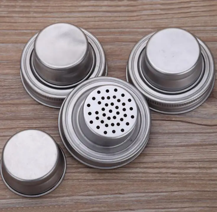 304 Stainless Steel Mason Jar Lid Silicone Sealing Plug 70mm Caliber Shaker Lids Rust Proof Drinkware Cover Hot Sale  SN3580