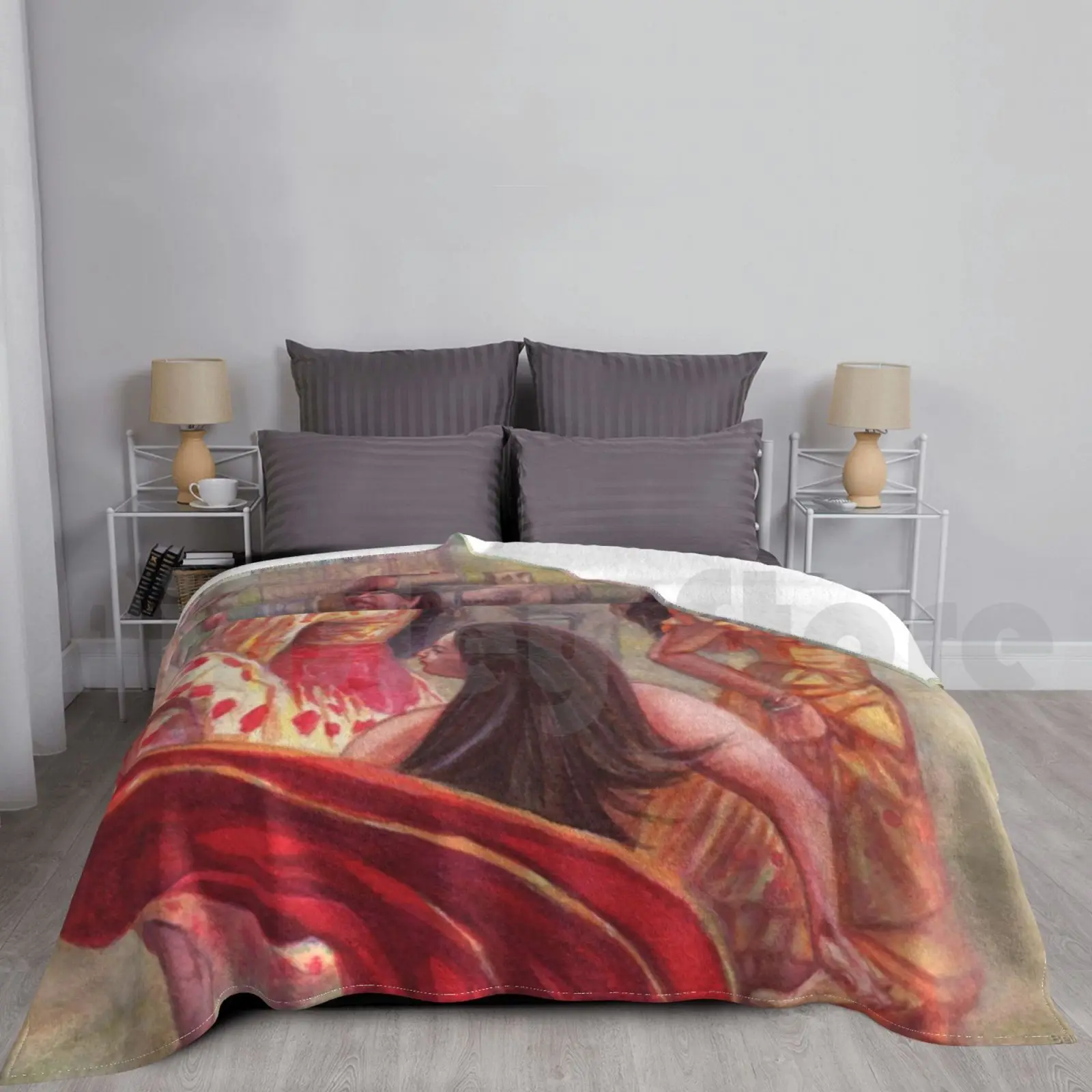 

Spain-Card 20-Live Passionately Blanket Fashion Custom Spain Spanish Latin Gypsy Dance Flamenco Dancing Passion Red