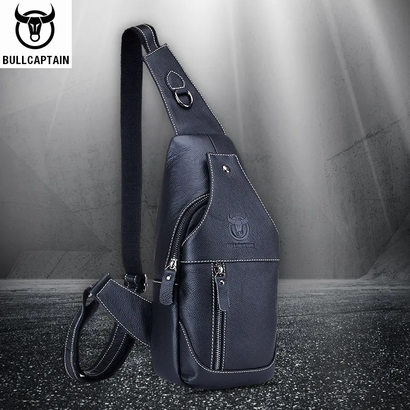 BULLCAPTAIN-bandolera multifuncional de cuero genuino para hombre, bolso de negocios, bolsos de viaje de corta distancia