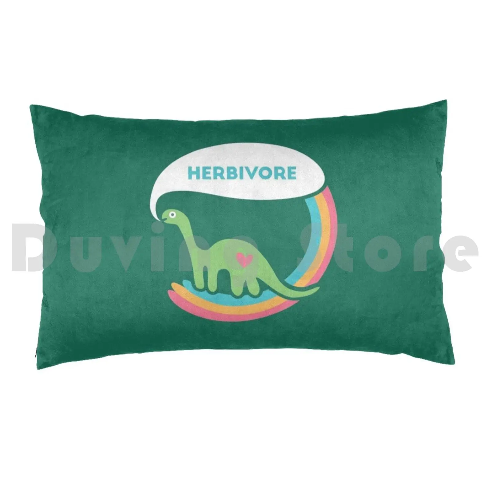 Herbivore Dinosaur Pillow Case Printed 50x75 Vegan Herbivore Brontosaurus Dinosuar Dinosaur Rainbow Cute Heart