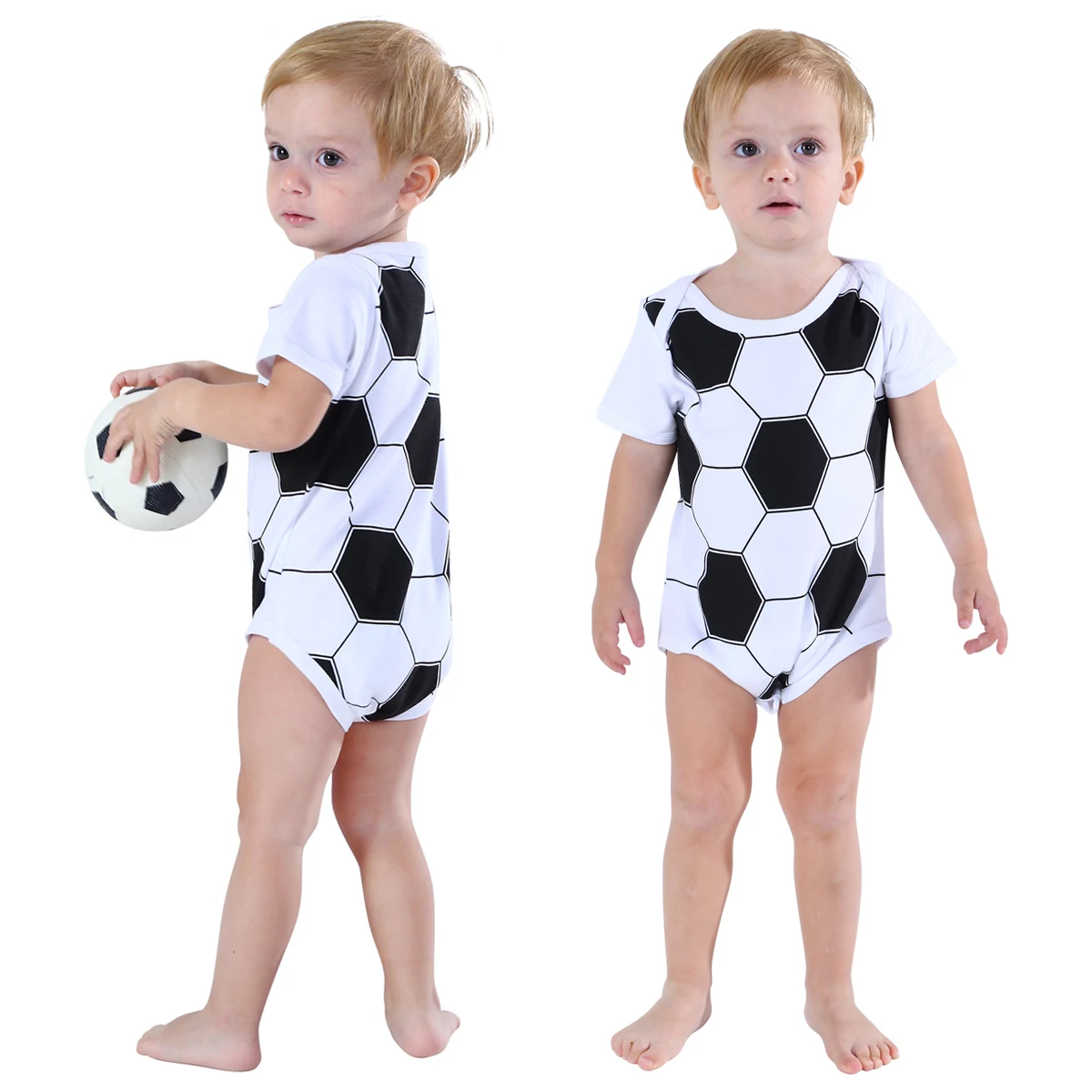 Baby Boy Soccer Costume Infant Bodysuit Newborn Football Baseball Short Sleeves Casual Clothes Set with Leg Warmers