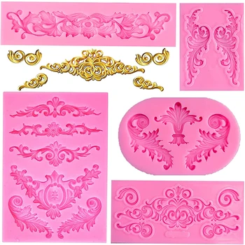 Baroque Style Curlicues Scroll Lace Fondant Silicone Mold Cake Border Decoration Cupcake…