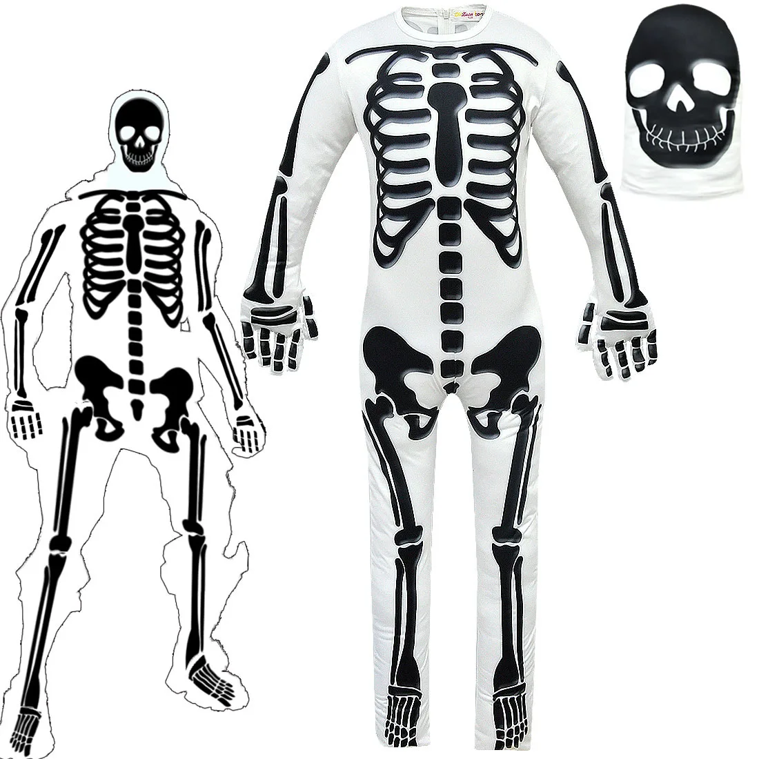 Trẻ Em Trang Phục Hóa Trang Halloween Đầu Lâu Đồng Hồ Carnival Đảng Jumpsuit Quỷ Ma Trang Phục Hóa Trang Tặng Mặt Nạ Trẻ Em Trẻ Em Vai Trò Chơi