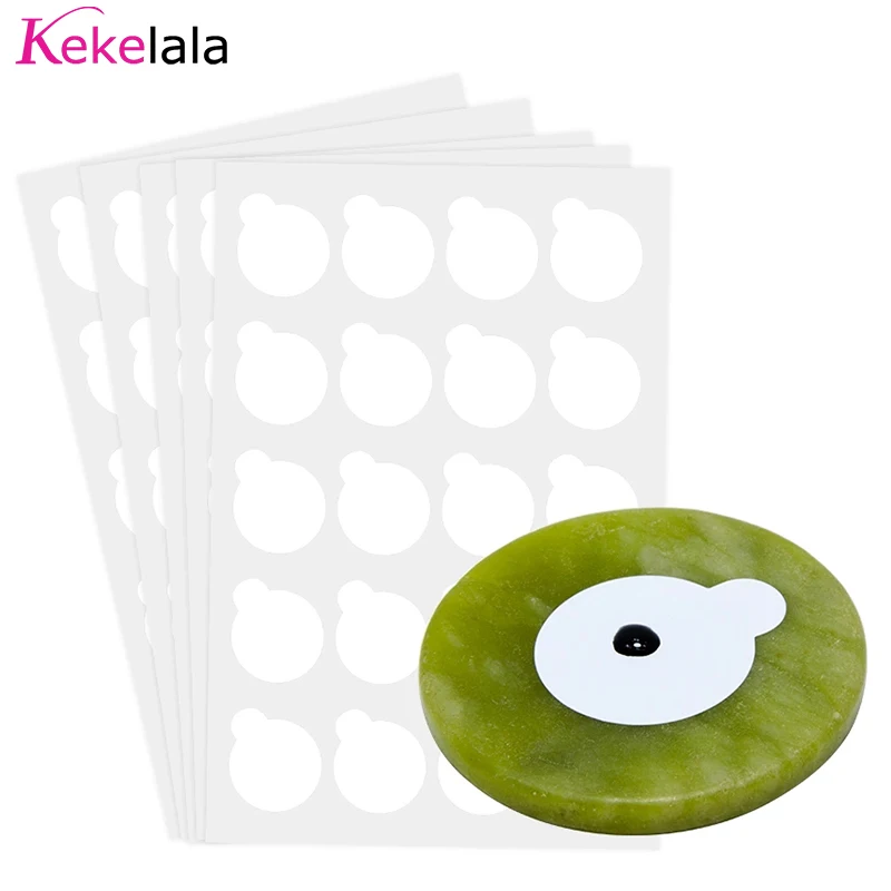 Kekelala 100pcs Eyelash Extension Glue Sticker Shim Paper Pads And Round Jade Stone Holder Set