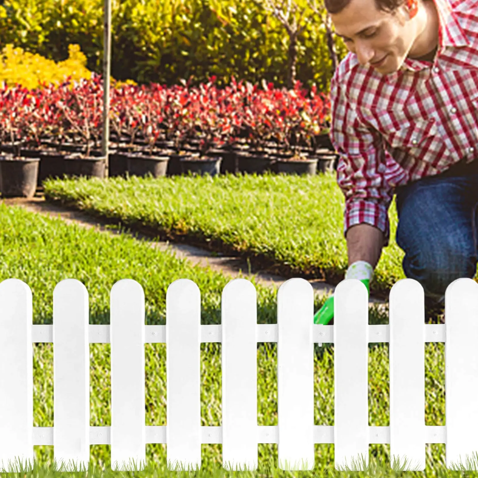 Outdoor Garden DIY Picket Fence Easy to Install Plant Flower Fence White Potted Landscape Garden Decor