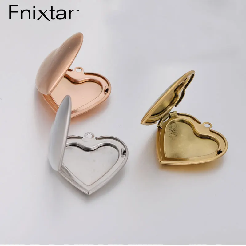Fnixtar 20Pcs Cute Heart Photo Frame Charms Mirror Polish Stainless Steel Charms For DIY Making Necklace Lovers Friends Gifts