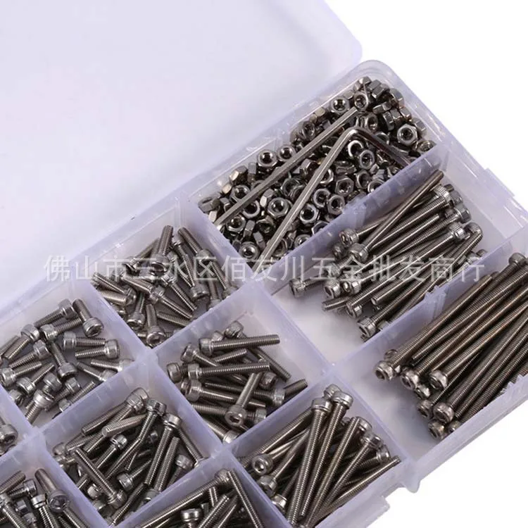 

440pcs M3 304 Stainless Steel Hex Hexagon Socket Screw Nut Set Thin Low Head Cap Screws Hex Socket Screw Bolt with 2 Wrenches