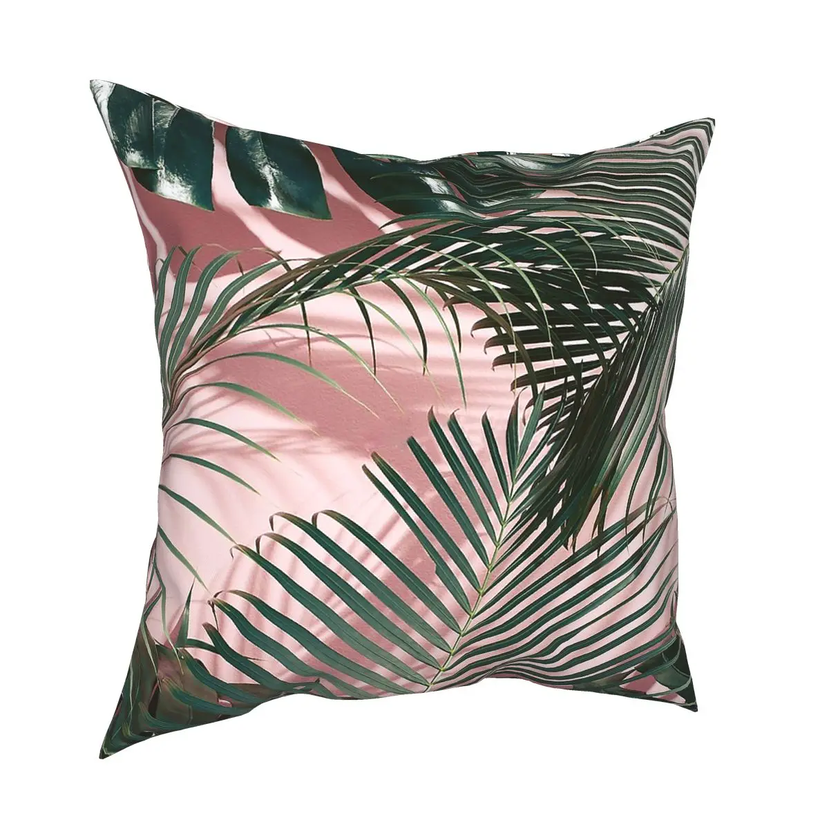 

Pink Tropical Leaves Pillowcover Home Decorative Palm Leaves Leaf Cushions Throw Pillow for Home Polyester Double-sided Printing