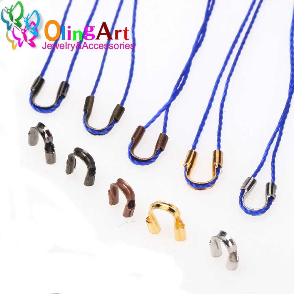 Olingart-Protectores de alambre de latón, 100 piezas, 6,5/4,5mm, guardián, bucles, cierres en forma de U, conector para fabricación de joyas
